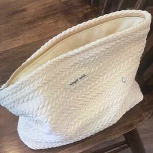 Simple Wish Quilted Cream Zip Pouch